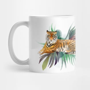 Tiger  and exotic flowers Mug